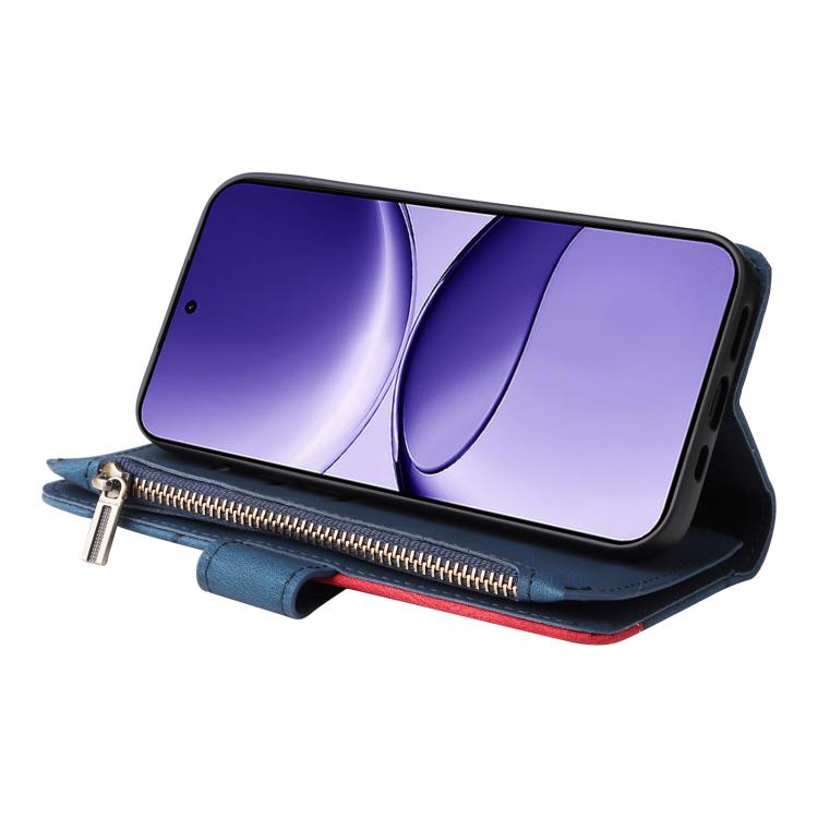 For Xiaomi Poco F7 Dual-color 9 Card Slots Zipper Wallet Leather Phone Case