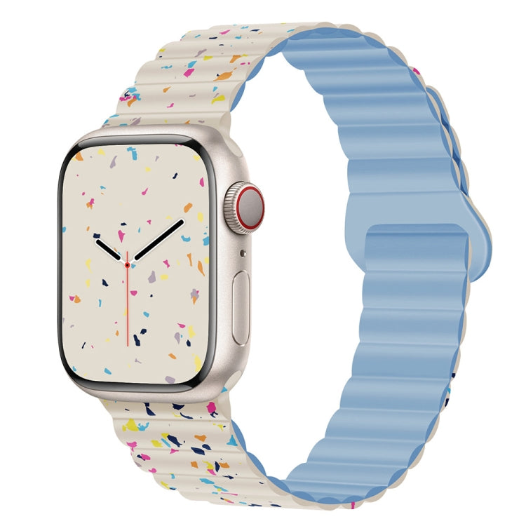 For Apple Watch SE 2023 44mm Colorful Dots Magnetic Silicone Watch Band
