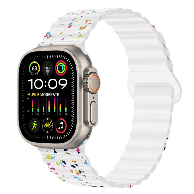 For Apple Watch Ultra 2 49mm Colorful Dots Magnetic Silicone Watch Band