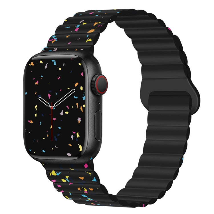 For Apple Watch Series 9 41mm Colorful Dots Magnetic Silicone Watch Band