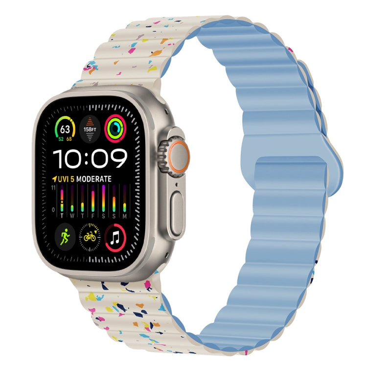 For Apple Watch Ultra 49mm Colorful Dots Magnetic Silicone Watch Band