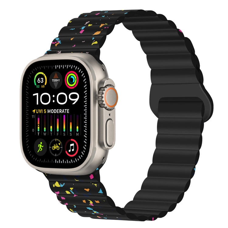 For Apple Watch Ultra 49mm Colorful Dots Magnetic Silicone Watch Band