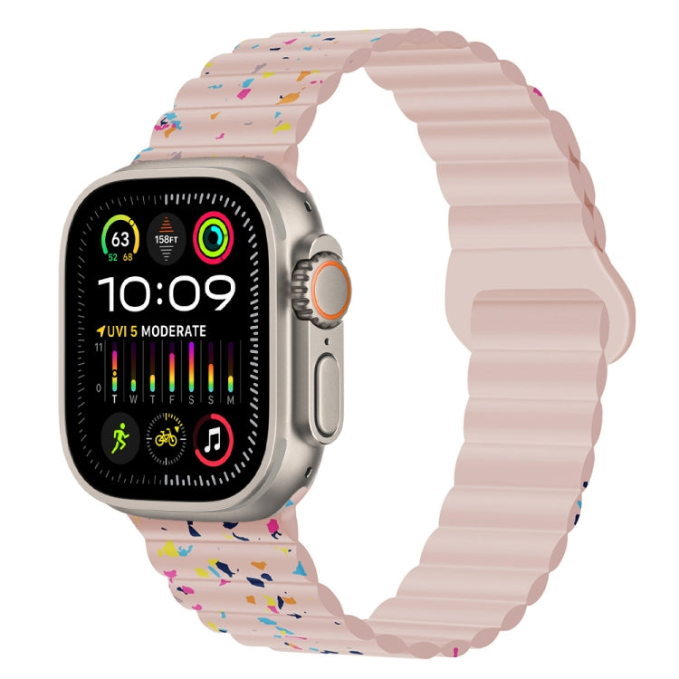 For Apple Watch Ultra 49mm Colorful Dots Magnetic Silicone Watch Band