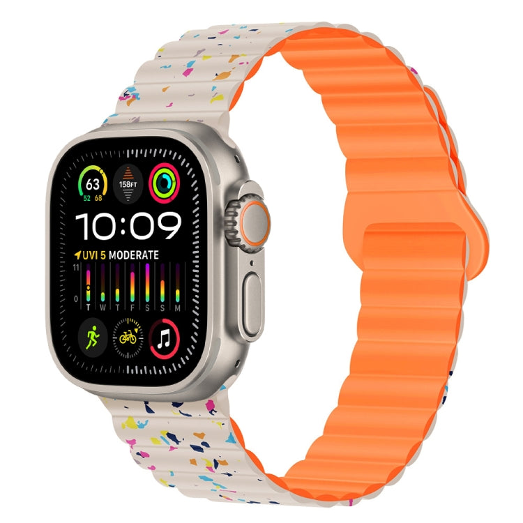 For Apple Watch Ultra 49mm Colorful Dots Magnetic Silicone Watch Band
