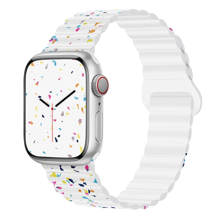 For Apple Watch Series 8 45mm Colorful Dots Magnetic Silicone Watch Band