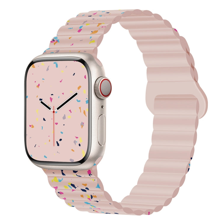 For Apple Watch SE 44mm Colorful Dots Magnetic Silicone Watch Band