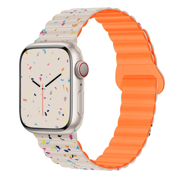 For Apple Watch Series 5 40mm Colorful Dots Magnetic Silicone Watch Band