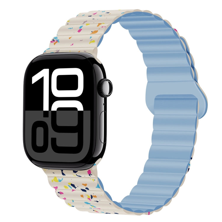For Apple Watch Series 10 46mm Colorful Dots Magnetic Silicone Watch Band