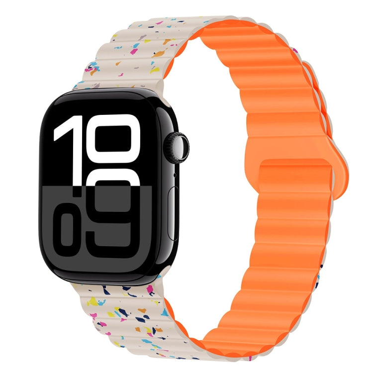 For Apple Watch Series 10 46mm Colorful Dots Magnetic Silicone Watch Band