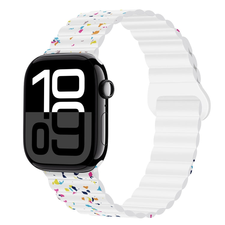 For Apple Watch Series 10 42mm Colorful Dots Magnetic Silicone Watch Band