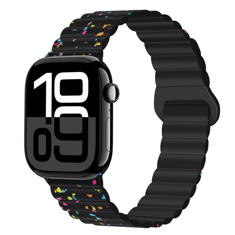 For Apple Watch Series 10 42mm Colorful Dots Magnetic Silicone Watch Band