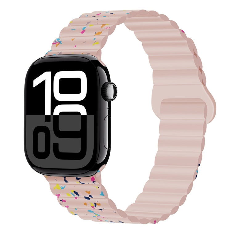 For Apple Watch Series 10 42mm Colorful Dots Magnetic Silicone Watch Band