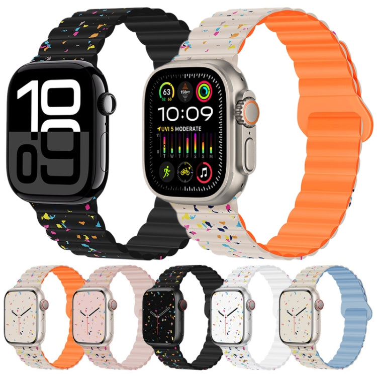 For Apple Watch Series 8 41mm Colorful Dots Magnetic Silicone Watch Band