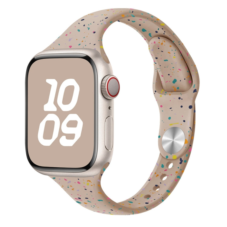For Apple Watch Series 9 45mm Slim Style Colorful Dots Silicone Watch Band