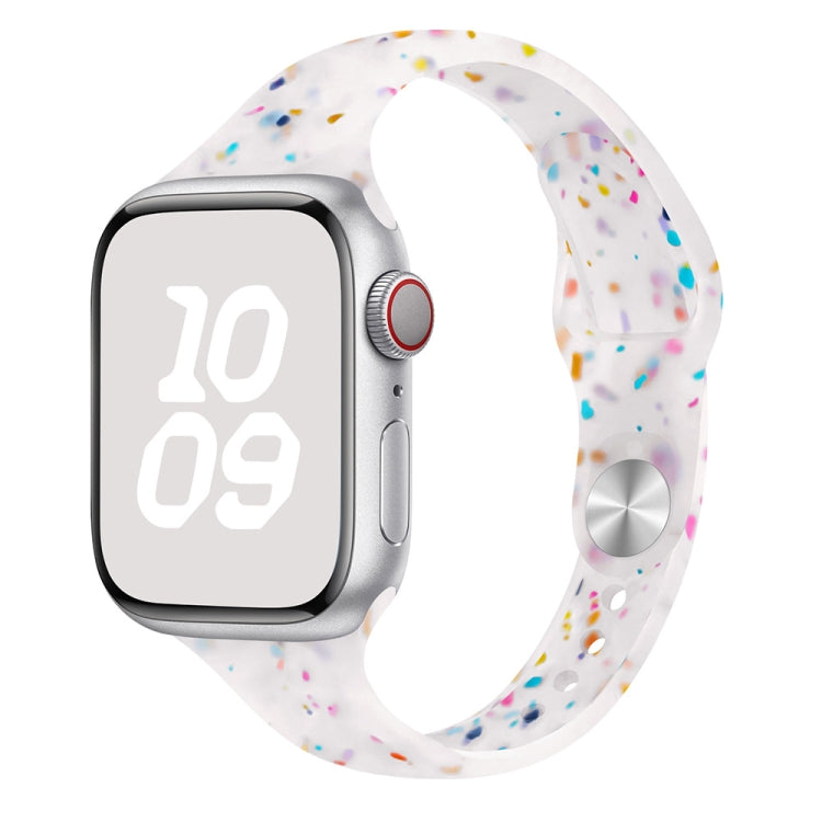 For Apple Watch Series 7 45mm Slim Style Colorful Dots Silicone Watch Band