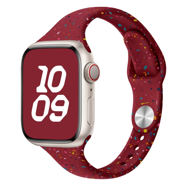 For Apple Watch Series 7 45mm Slim Style Colorful Dots Silicone Watch Band