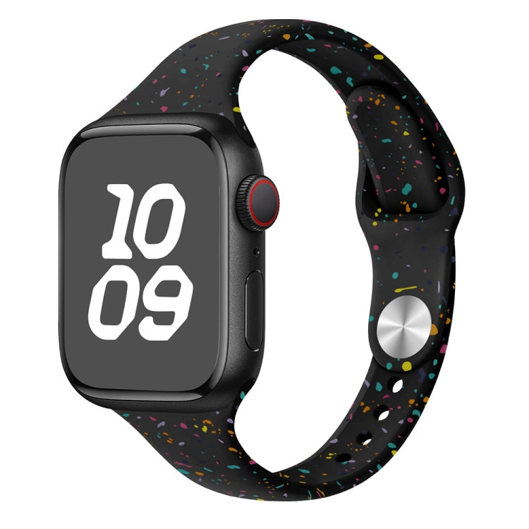 For Apple Watch SE 44mm Slim Style Colorful Dots Silicone Watch Band