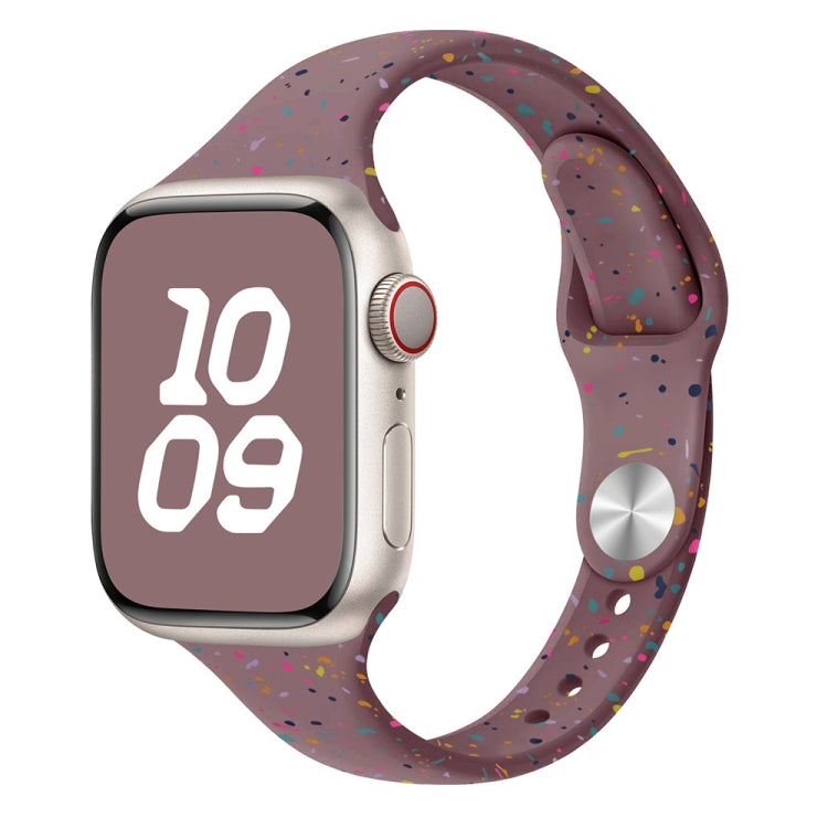 For Apple Watch SE 44mm Slim Style Colorful Dots Silicone Watch Band