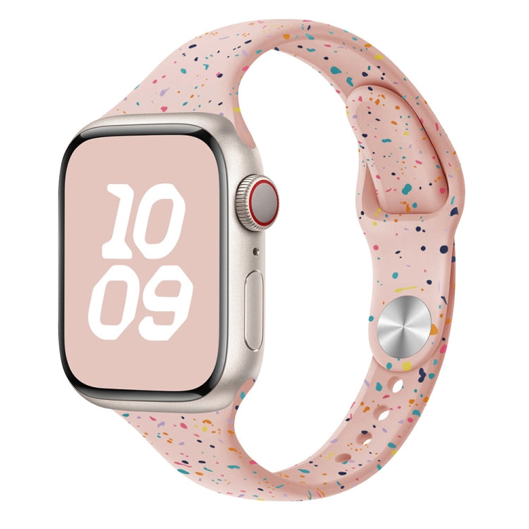 For Apple Watch Series 4 44mm Slim Style Colorful Dots Silicone Watch Band