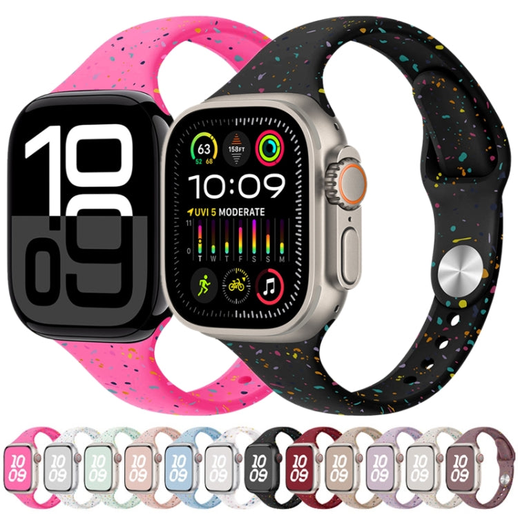 For Apple Watch SE 2023 44mm Slim Style Colorful Dots Silicone Watch Band