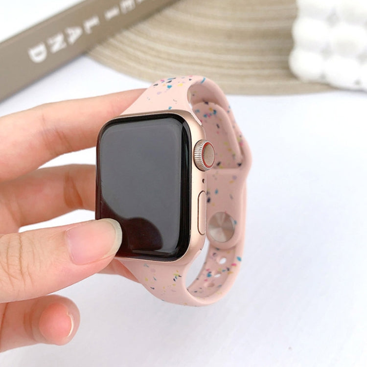For Apple Watch Series 4 44mm Slim Style Colorful Dots Silicone Watch Band