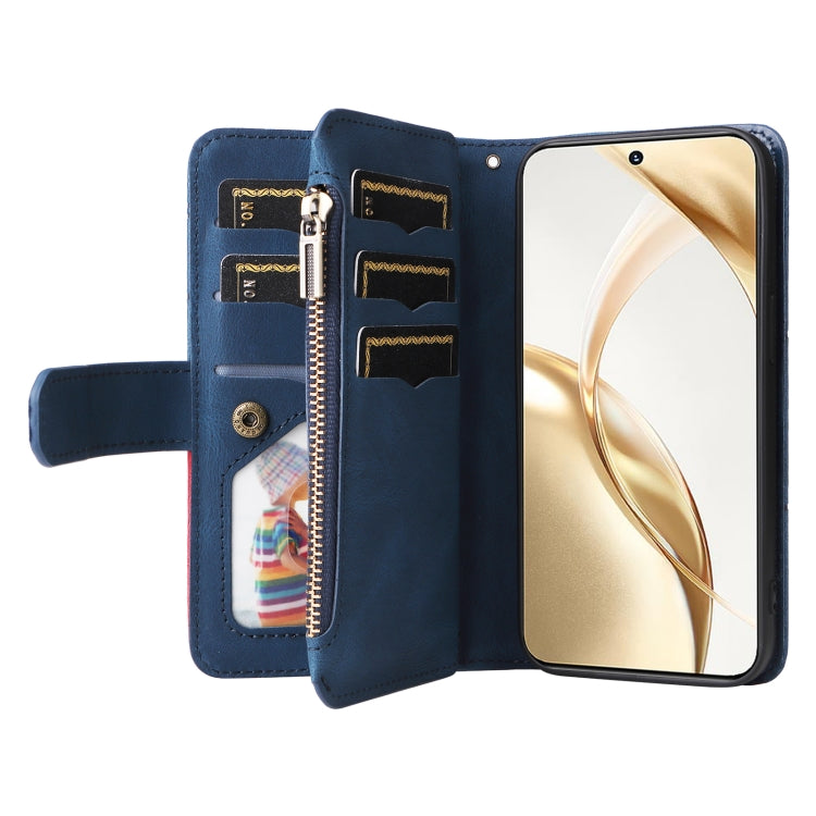 For Honor 200 Dual-color 9 Card Slots Zipper Wallet Leather Phone Case
