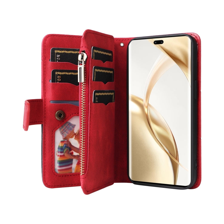 For Honor 200 Pro Dual-color 9 Card Slots Zipper Wallet Leather Phone Case