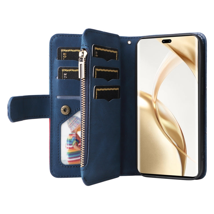 For Honor 200 Pro Dual-color 9 Card Slots Zipper Wallet Leather Phone Case