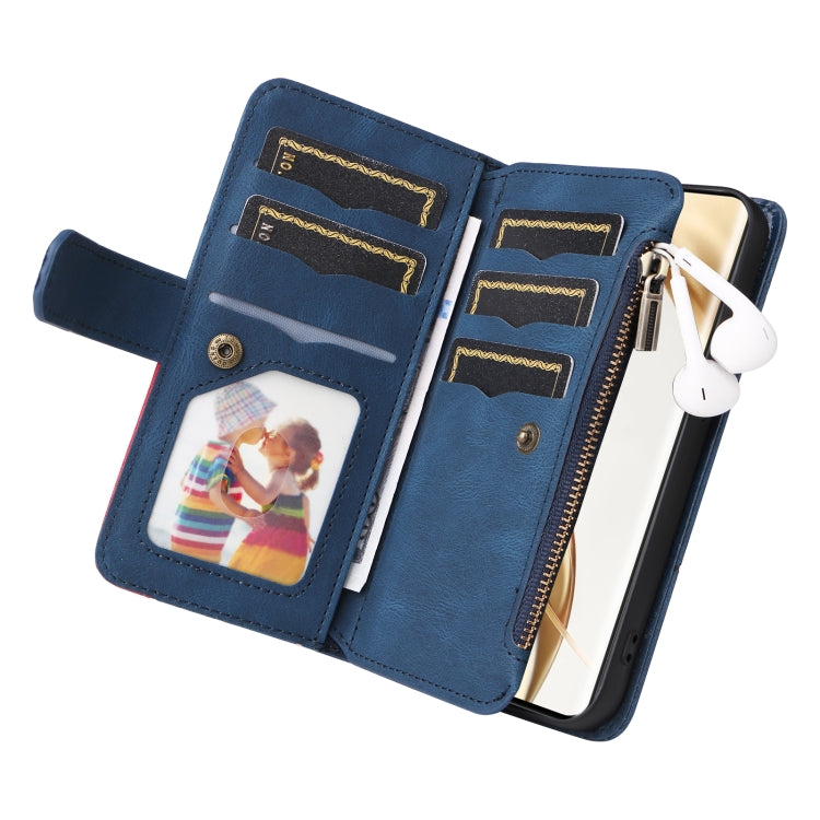 For Honor 200 Pro Dual-color 9 Card Slots Zipper Wallet Leather Phone Case
