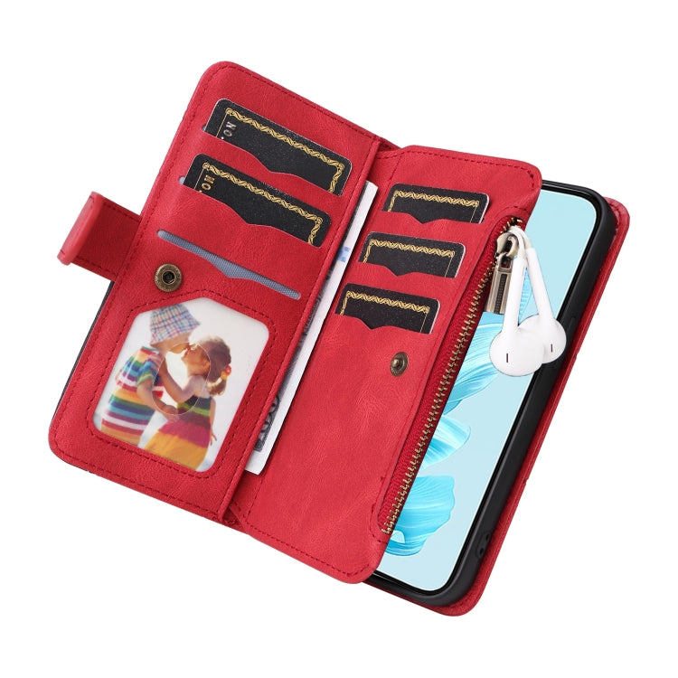 For Honor 200 Lite Global Dual-color 9 Card Slots Zipper Wallet Leather Phone Case