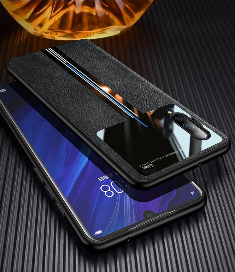 For Vivo iQOO Leather Texture PU + Glass + TPU Shockproof Protective Case