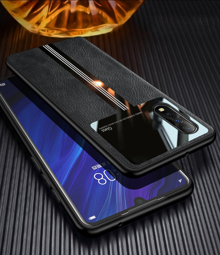 For Vivo iQOO Neo Leather Texture PU + Glass + TPU Shockproof Protective Case