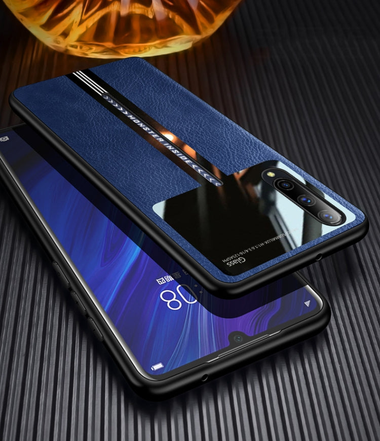 For Vivo iQOO Pro Leather Texture PU + Glass + TPU Shockproof Protective Case