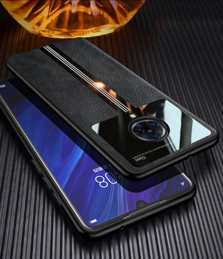 For Vivo NEX 3 Leather Texture PU + Glass + TPU Shockproof Protective Case