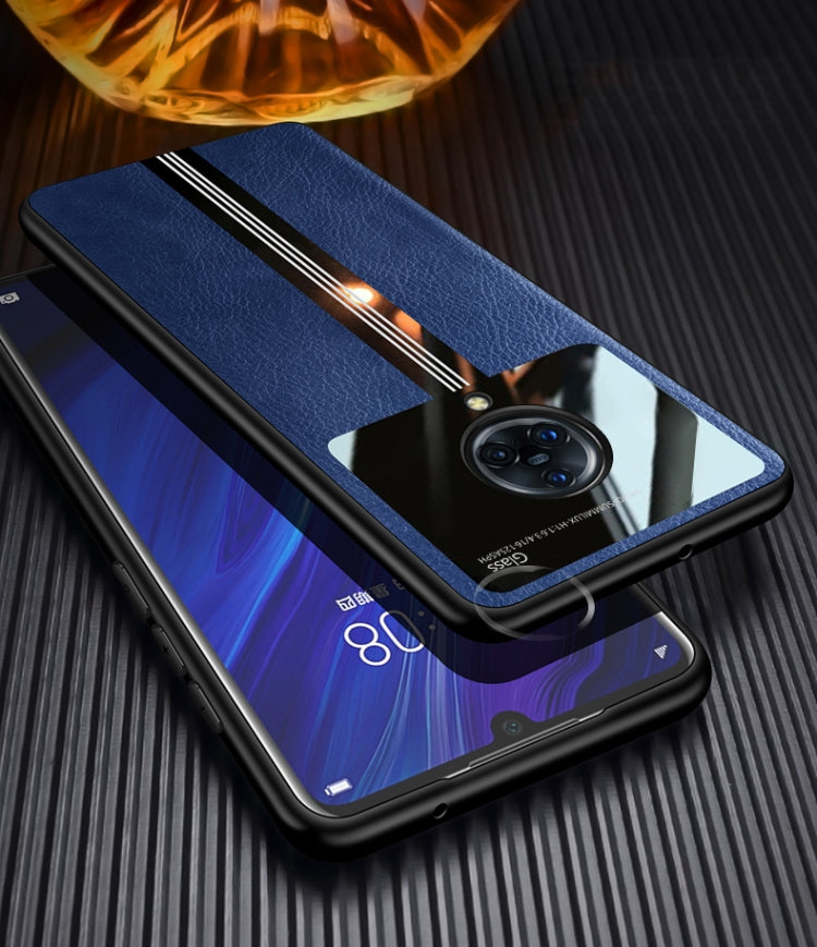 For Vivo NEX 3 Leather Texture PU + Glass + TPU Shockproof Protective Case