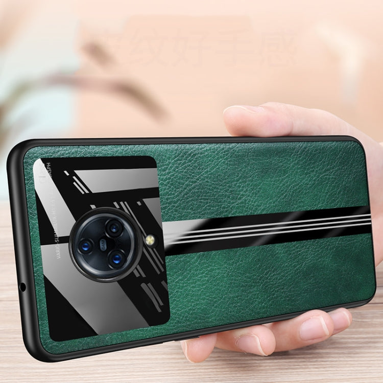 For Vivo NEX 3 Leather Texture PU + Glass + TPU Shockproof Protective Case