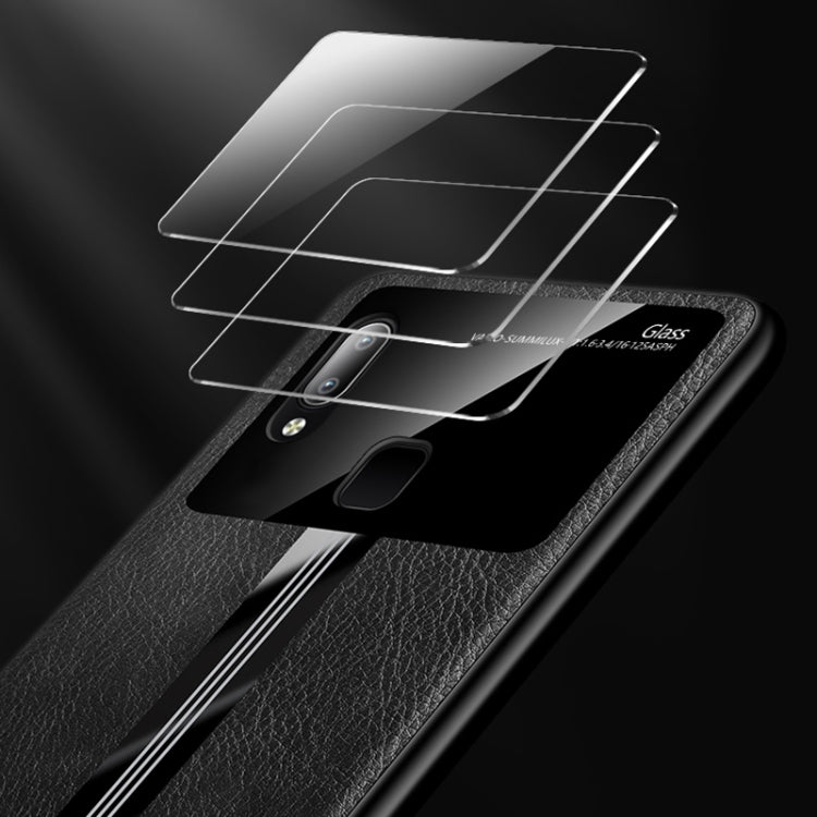 For Vivo Y95 / U1 Leather Texture PU + Glass + TPU Shockproof Protective Case