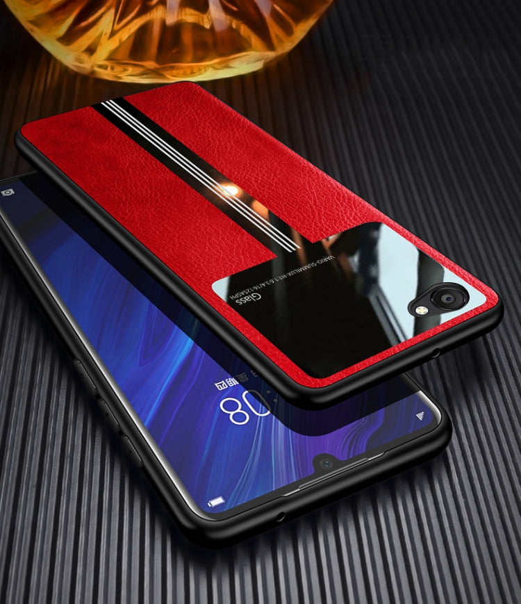 For Vivo X9 Leather Texture PU + Glass + TPU Shockproof Protective Case