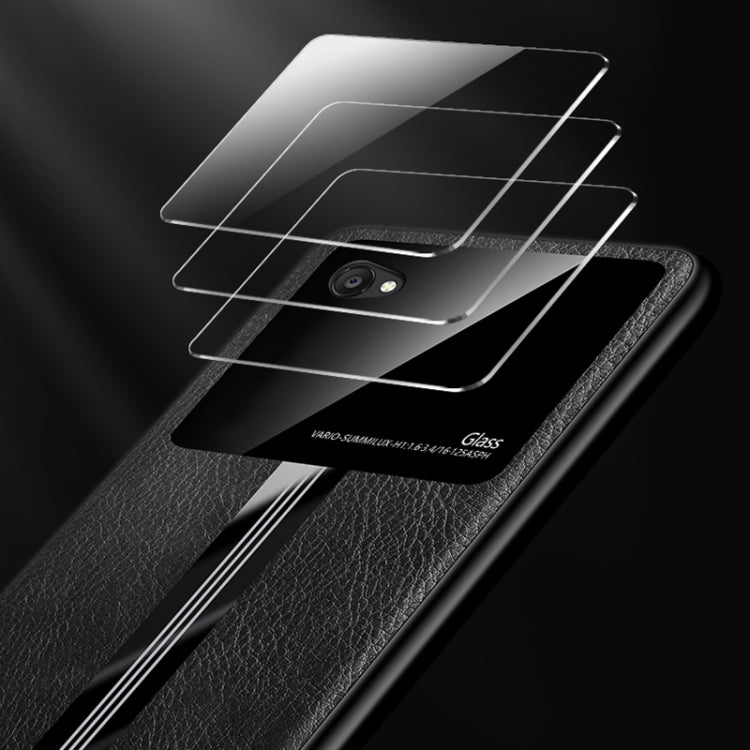 For Vivo X9S Leather Texture PU + Glass + TPU Shockproof Protective Case