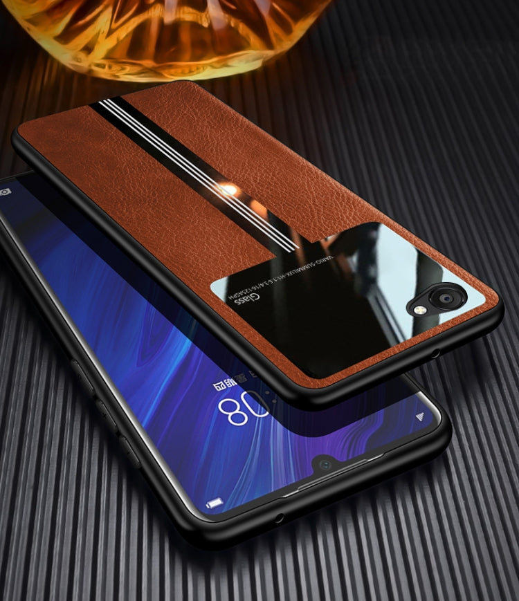 For Vivo X9S Leather Texture PU + Glass + TPU Shockproof Protective Case