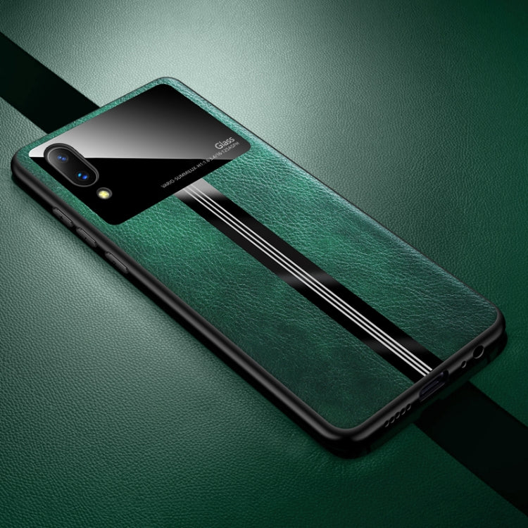 For Vivo X21 UD Leather Texture PU + Glass + TPU Shockproof Protective Case