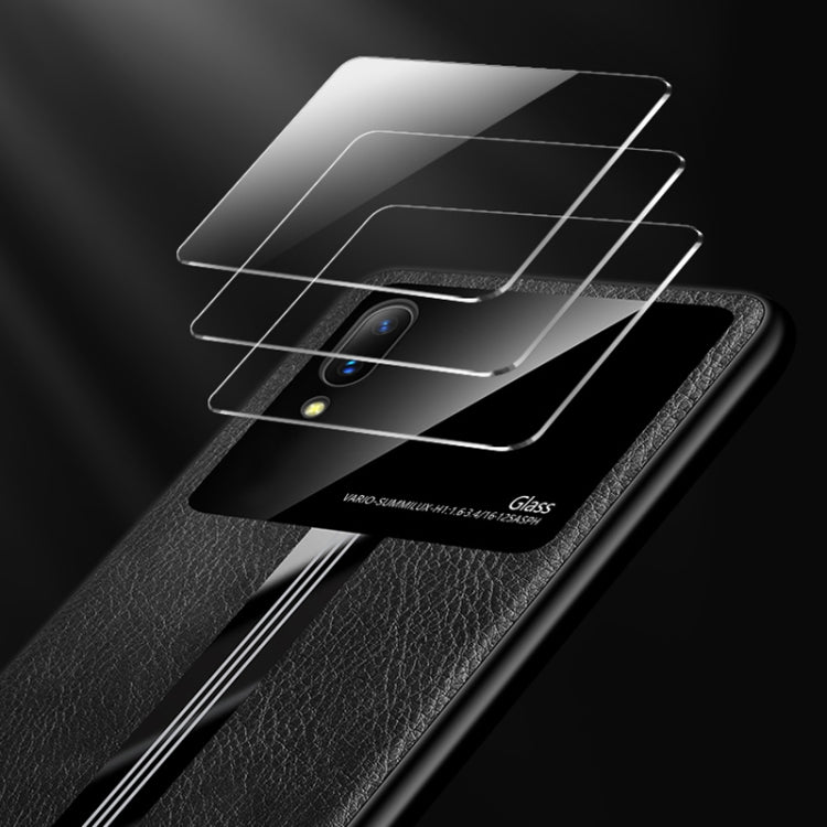 For Vivo X21 UD Leather Texture PU + Glass + TPU Shockproof Protective Case