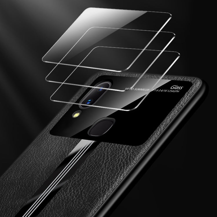 For Vivo X23 Leather Texture PU + Glass + TPU Shockproof Protective Case