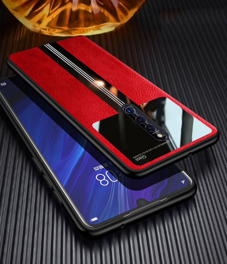 For Vivo X27 Pro Leather Texture PU + Glass + TPU Shockproof Protective Case