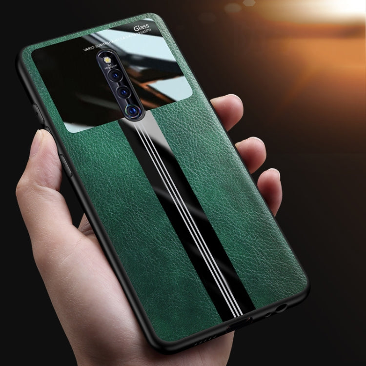 For Vivo X27 Pro Leather Texture PU + Glass + TPU Shockproof Protective Case