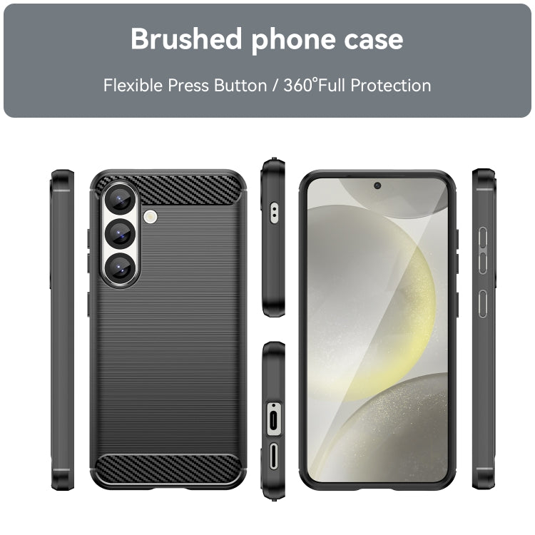 For Samsung Galaxy S25 5G Carbon Fiber Brushed Texture TPU Phone Case