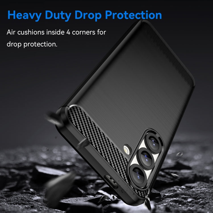 For Samsung Galaxy S25 5G Carbon Fiber Brushed Texture TPU Phone Case