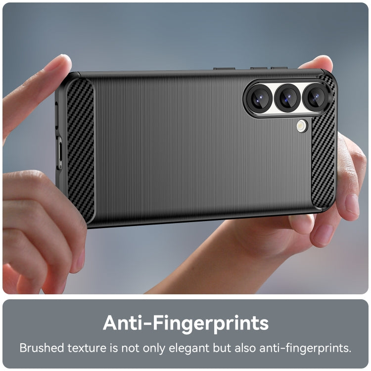 For Samsung Galaxy S25 5G Carbon Fiber Brushed Texture TPU Phone Case