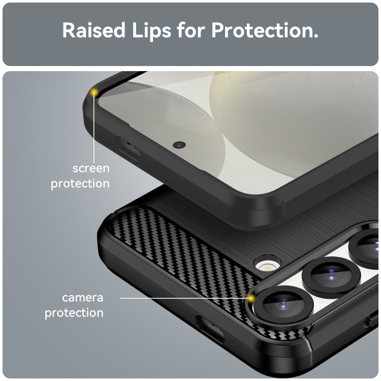 For Samsung Galaxy S25 5G Carbon Fiber Brushed Texture TPU Phone Case