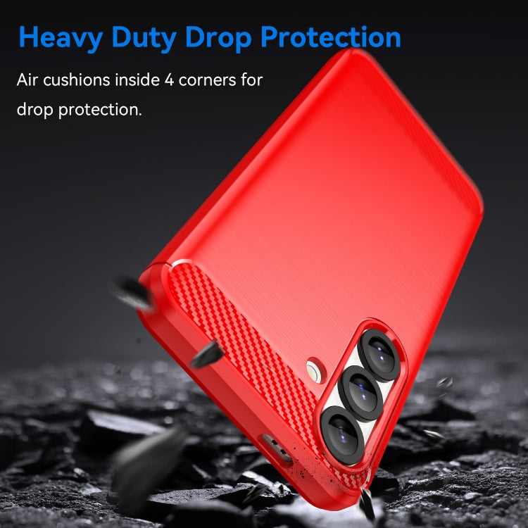 For Samsung Galaxy S25 5G Carbon Fiber Brushed Texture TPU Phone Case
